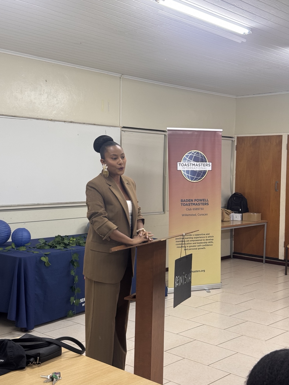 Guest speaker Akisha Albert speaking at Baden Powell Toastmasters on August 18, 2026