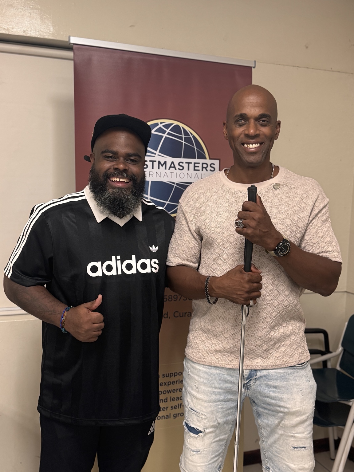 Guest speaker Brenton Balentien with a club member