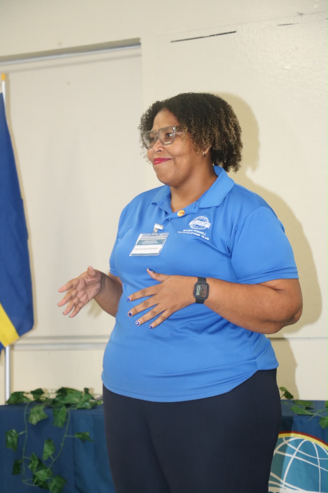 A Baden Powell member practicing a speech